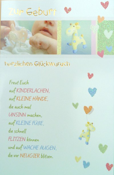 Geburtskarte Glückwunschkarte zur Geburt mit Gedicht