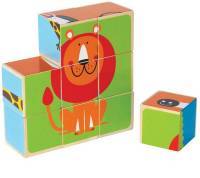 Würfelpuzzle, Bilderwürfel aus Holz "Zootiere"